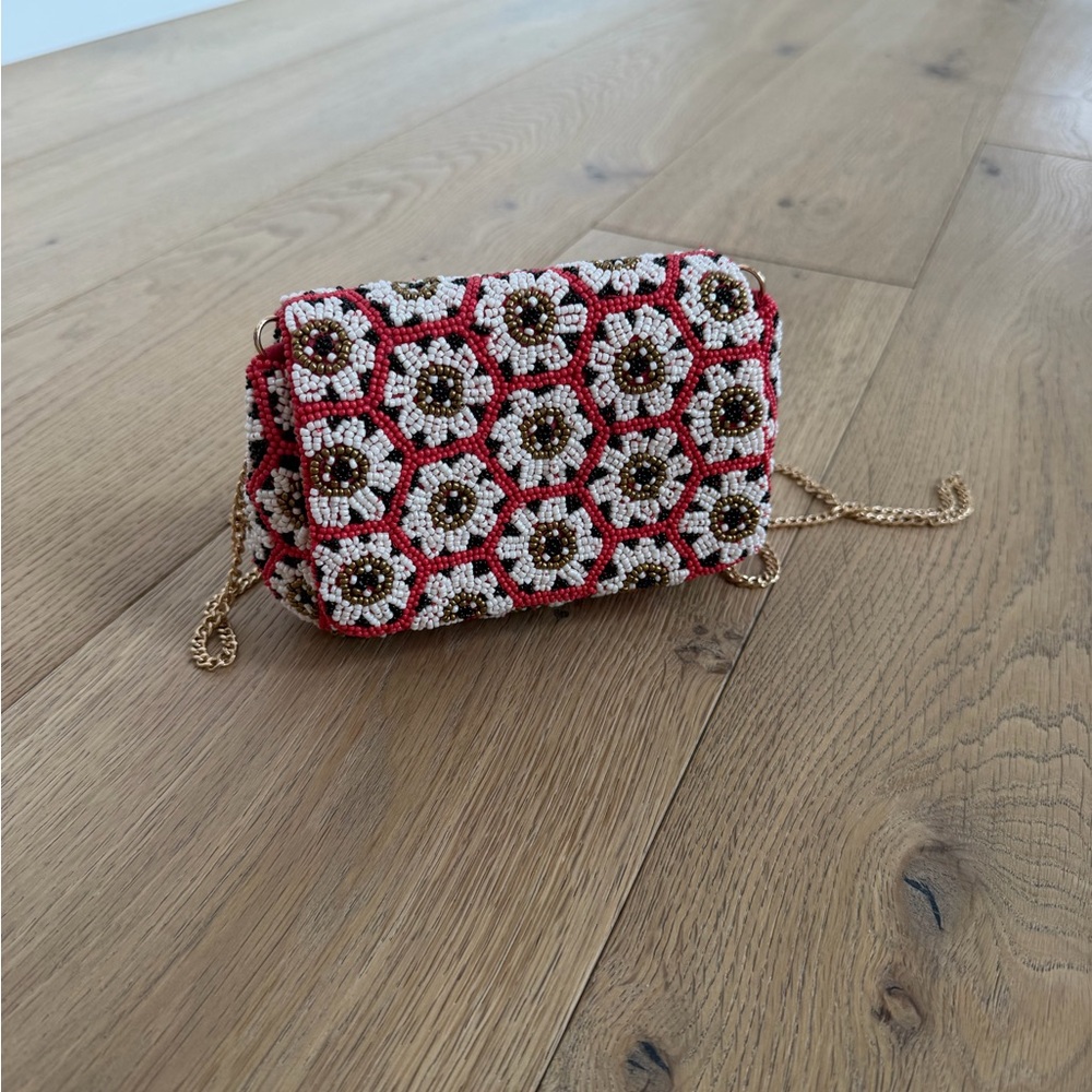 Anthropologie Beaded Floral Crossbody Bag / Clutch